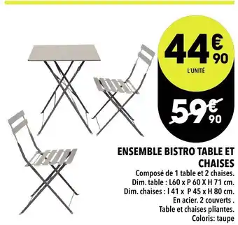 Supeco Ensemble bistro table et chaises offre