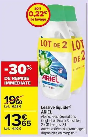 Carrefour Market Lessive Liquide Ariel offre
