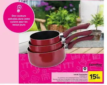 Carrefour Market Lot De 3 Casseroles Carrefour Home offre