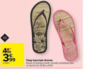 Carrefour Market Tong Imprimée Femme Tex offre
