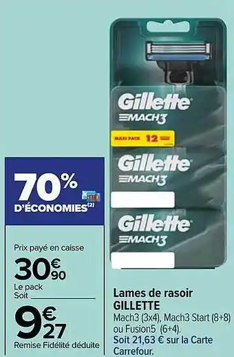 Carrefour Market Lames De Rasoir Gillette offre