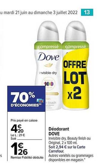 Carrefour Market Déodorant Dove offre