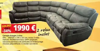 KREABEL Canapé d'angle 2 relax offre