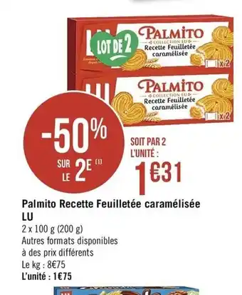 Casino Supermarchés Palmito Recette Feuilletée Caramélisée LU offre