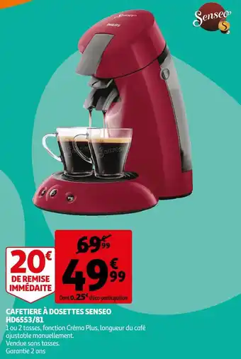 Auchan Senseo cafetiere à dosettes hd6553/81 offre