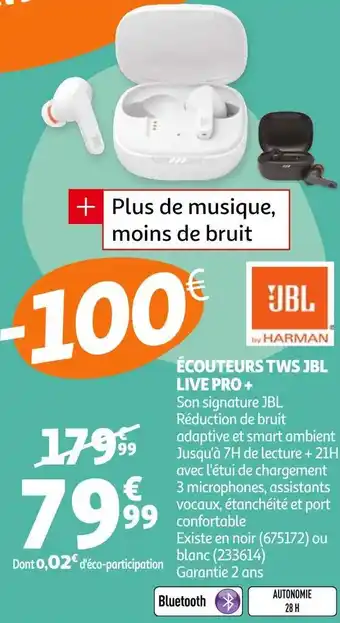 Auchan Jbl écouteurs tws offre