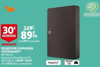 Auchan Seagate disque dur expansion 4to offre
