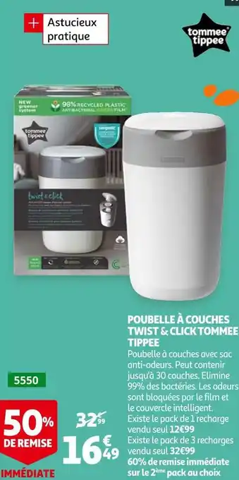 Auchan Tommee tippee poubelle à couches twist & click offre