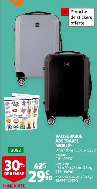 Auchan Valise rigide abs travel world offre