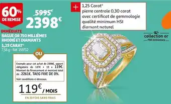 Auchan Bague or 750 millièmes rhodié et diamants 1,25 carat offre