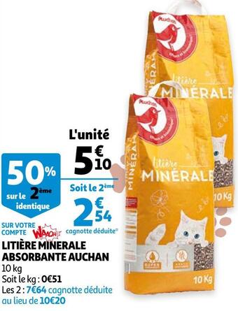 Auchan Auchan litière minerale absorbante offre