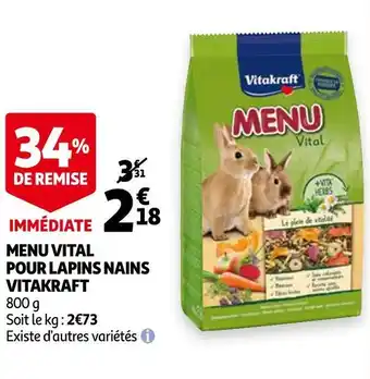Auchan Vitakraft menu vital pour lapins nains offre