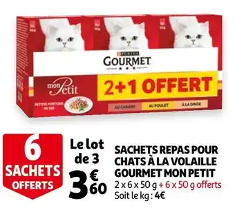 Auchan Gourmet sachets repas pour chats à la volaille mon petit offre
