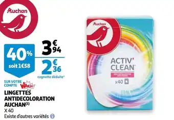 Auchan Auchan lingettes antidecoloration offre