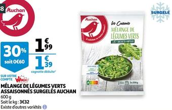 Auchan Auchan mélange de légumes verts assaisonnés surgelés offre