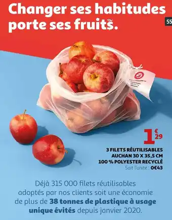 Auchan Auchan 3 filets réutilisables offre