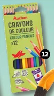 Auchan Auchan 12 crayons de couleur offre