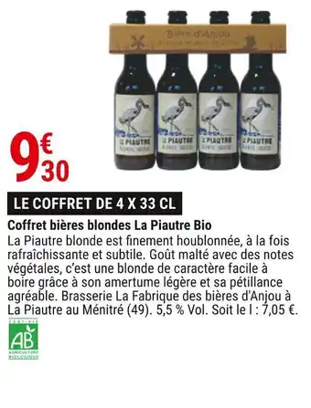 Gamm vert La piautre coffret bières blondes bio offre