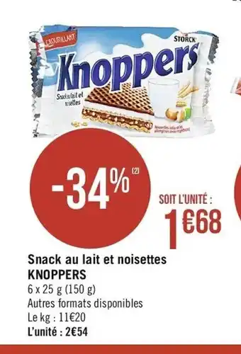 Casino Supermarchés Snack au lait et noisettes Knoppers offre
