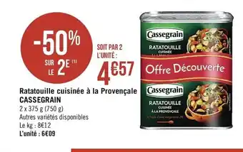 Casino Supermarchés Ratatouille cuisinée à la Provençale Cassegrain offre