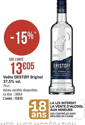 Casino Supermarchés Vodka Eristoff Original offre