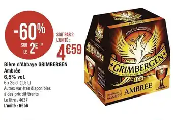 Casino Supermarchés Bière d'Abbaye Grimbergen Ambrée offre