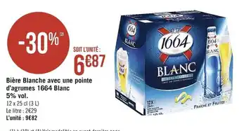 Casino Supermarchés Bière Blanche avec une pointe d'agrumes 1664 Blanc offre