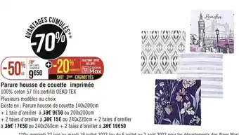 Géant Casino Parure housse de couette imprimée offre