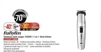 Géant Casino Babyliss Tondeuse multi usages 7256PE 11 en 1 Steel Edition offre