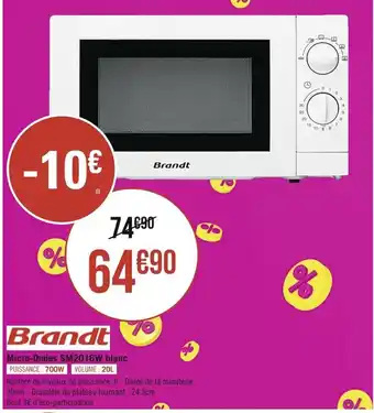 Géant Casino Brandt Micro-Ondes SM2016W blanc offre