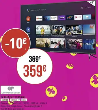CONTIMENTAL EDISON TV QLED 43"