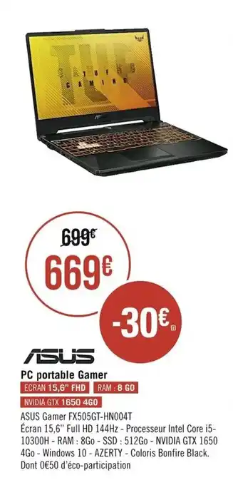 Géant Casino ASUS PC portable gamer offre
