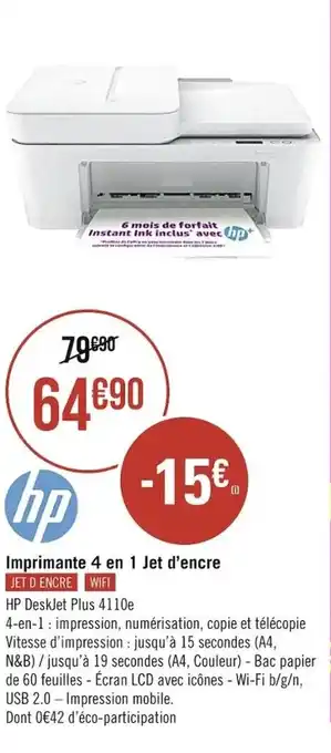 Géant Casino HP imprimante 4 en 1 jet d'encre offre