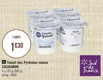 Géant Casino CAZAUBON yaourt des purénées nature offre