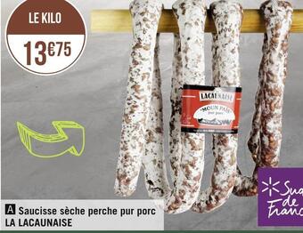 Géant Casino La lacaunaise saucisse sèche perche pur porc offre