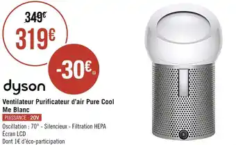 Géant Casino Dyson ventilateur purificateur d’air pure cool me blanc offre