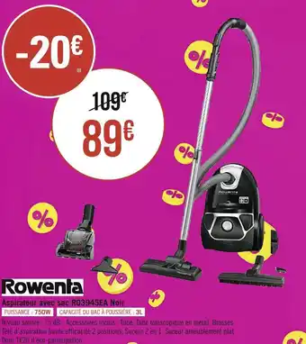 Géant Casino Rowenta aspirateur avec sac ro3945ea noir offre
