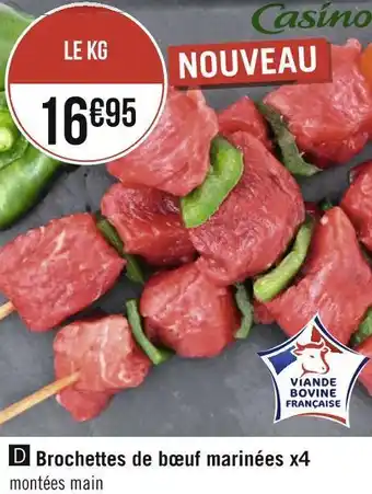 Géant Casino Brochettes de bœuf marinées x4 offre
