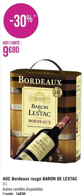 Baron de lestac aoc bordeaux rouge