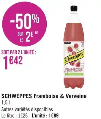 Géant Casino Schweppes schweppes framboise & verveine offre