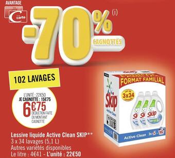 Géant Casino Skip lessive liquide active clean offre