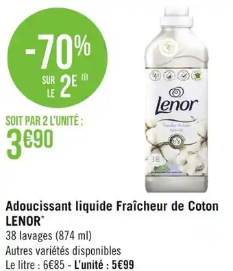 Géant Casino Lenor adoucissant liquide fraîcheur de coton* offre