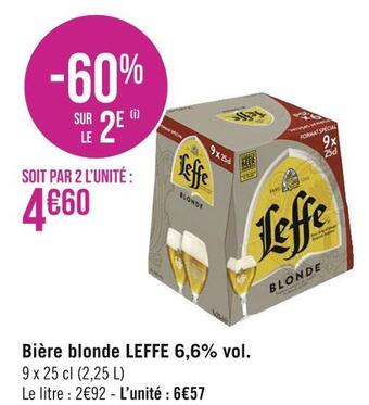Géant Casino Leffe bière blonde 6,6% vol. offre