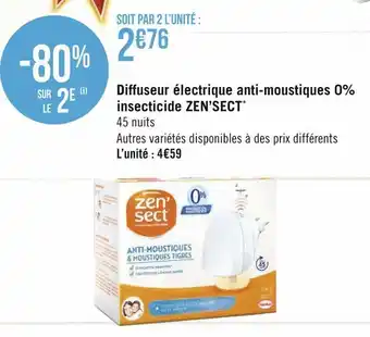 Géant Casino Zen’sect diffuseur électrique anti-moustiques 0% insecticide offre