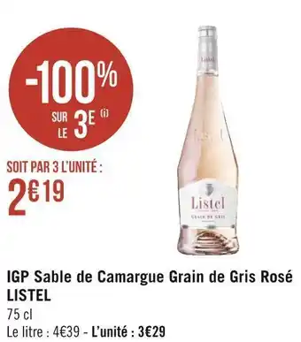 Géant Casino Listel igp sable de camargue grain de gris rosé offre