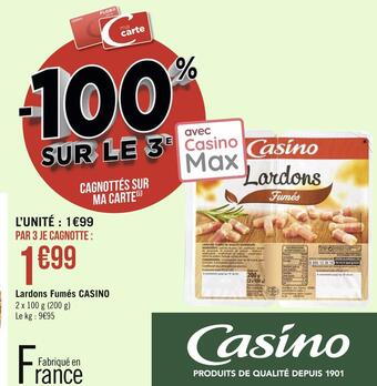 Géant Casino Casino lardons fumés offre