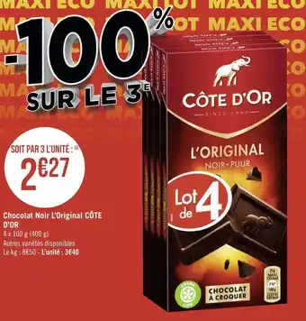 Géant Casino Côte d'or chocolat noir l’original offre