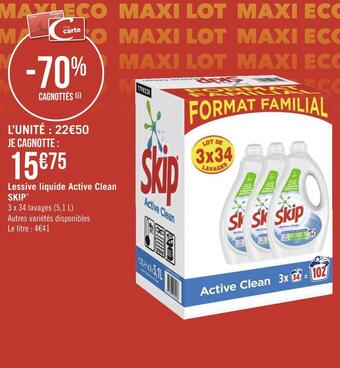 Géant Casino Skip lessive liquide active clean offre