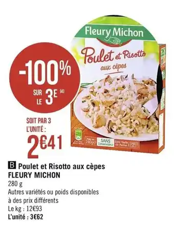 Casino Supermarchés Poulet et Risotto aux cèpes Fleury Michon offre
