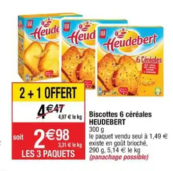 Cora x Carrefour Biscottes 6 Céréales Heudebert offre